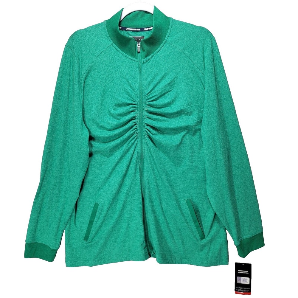 PGA Tour Performance Golf Shirt Womens 2XL Quarter Zip Activewear Green New‎